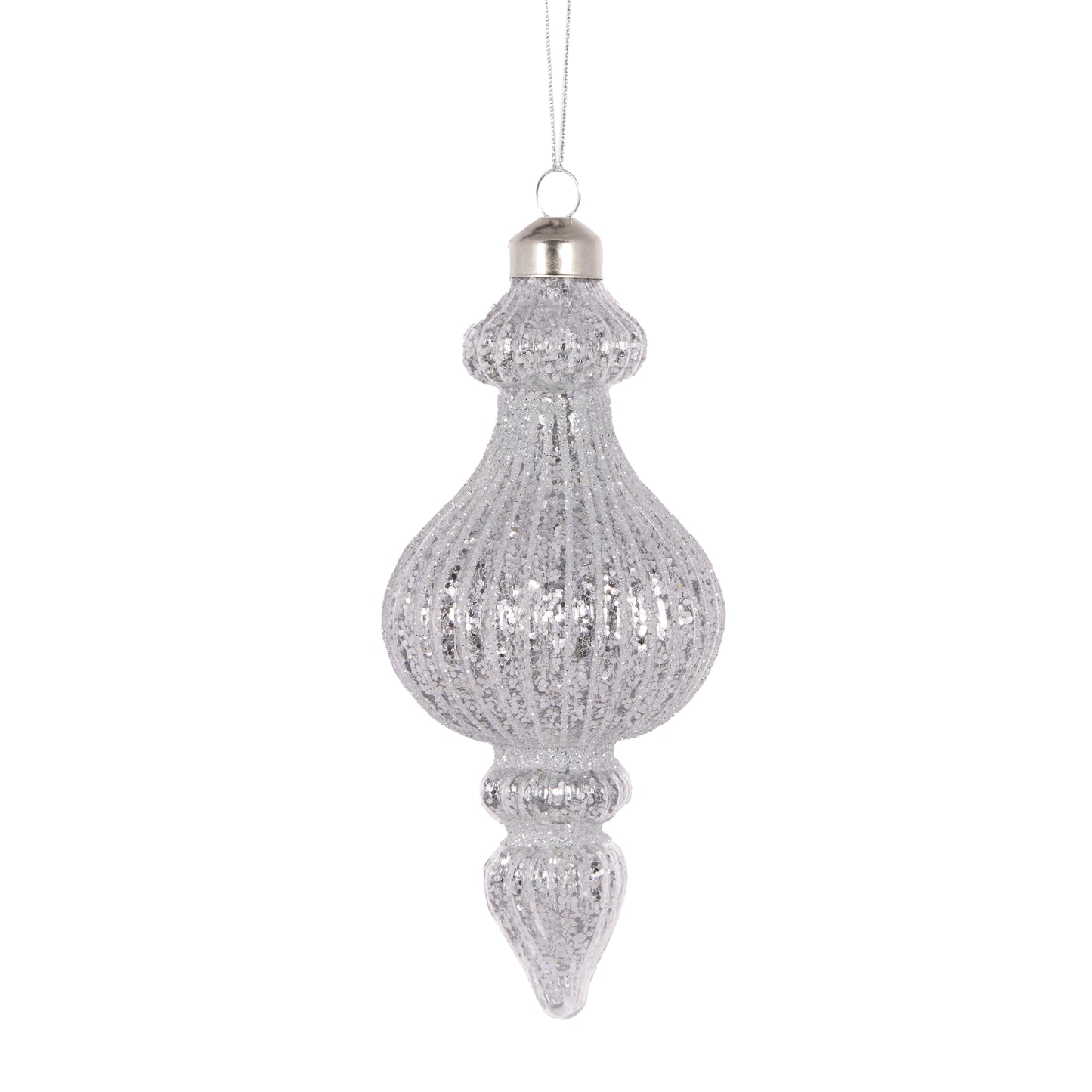 Silver Ribbed Finial Ornament