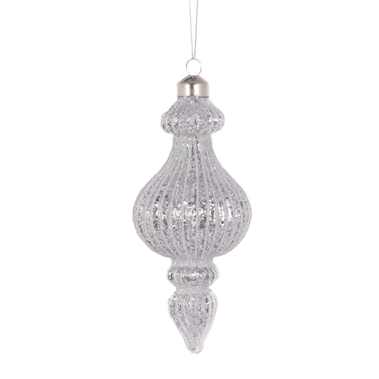 Silver Ribbed Finial Ornament