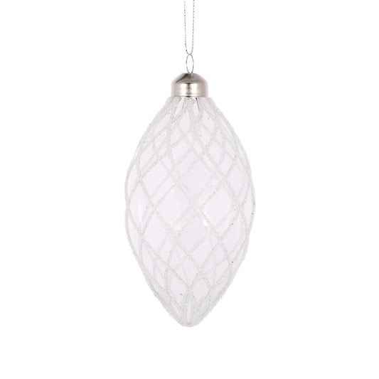 White Quilted Drop Bauble