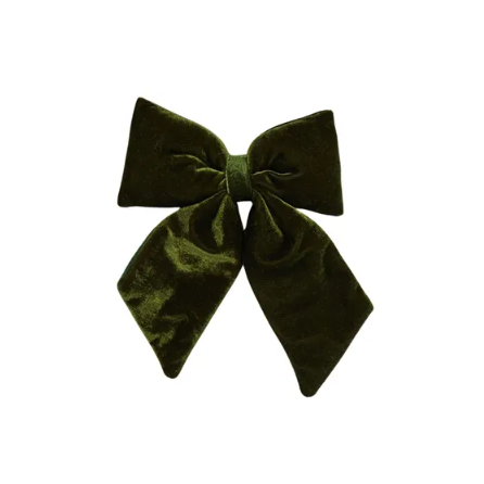 24cm Green Velvet Bow w/Clip
