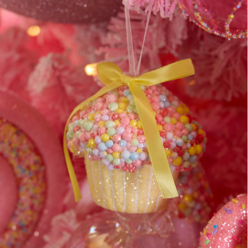 2PK Pastel Sprinkle Cupcake Ornaments