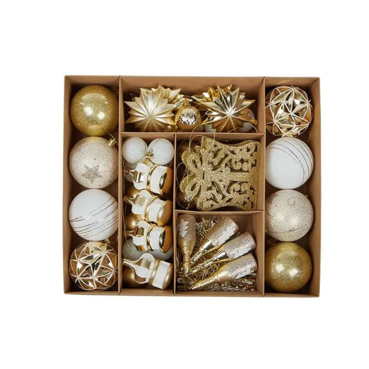 Set of 70 White & Gold Ornaments