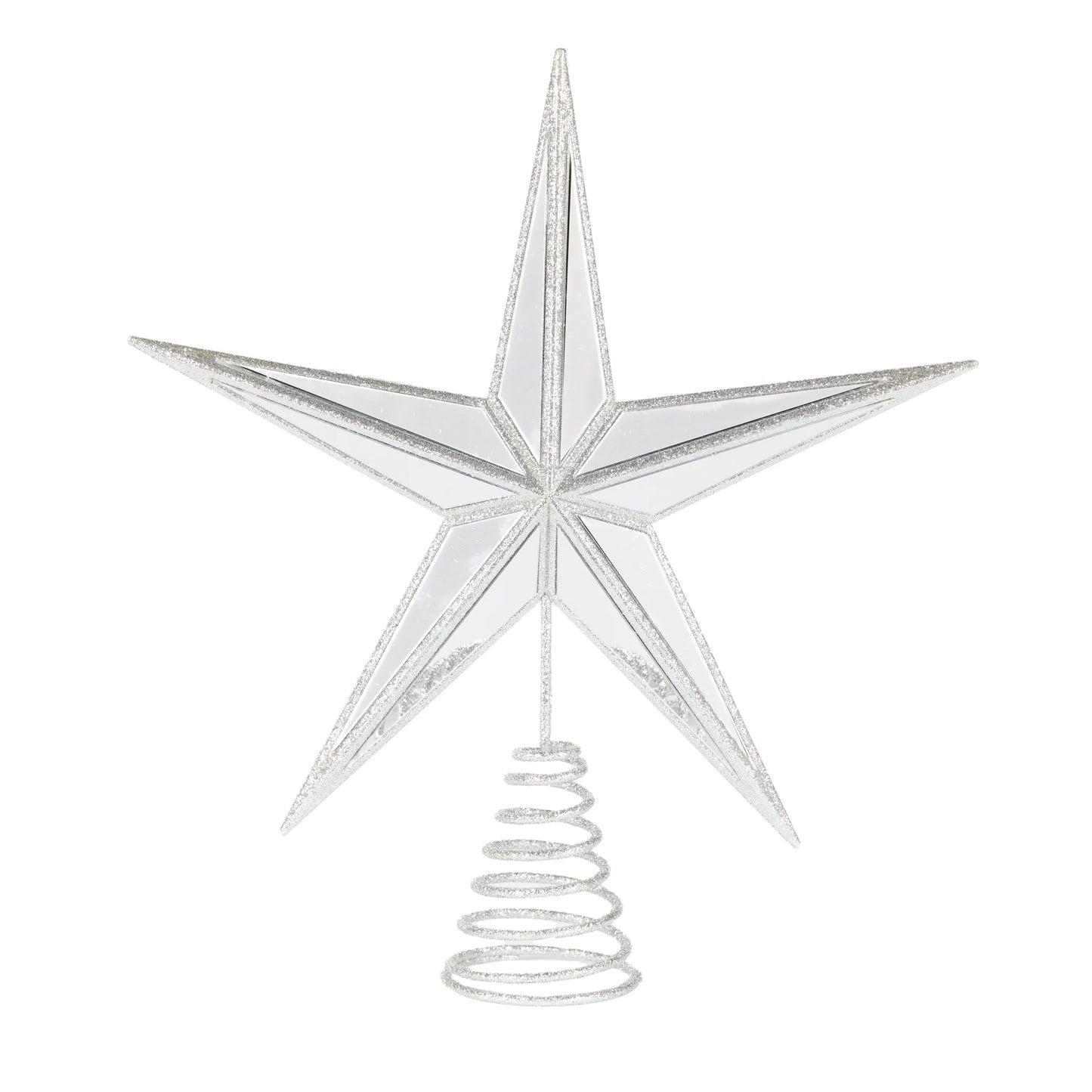 5 Point Mirrored Tree Topper Star Silver