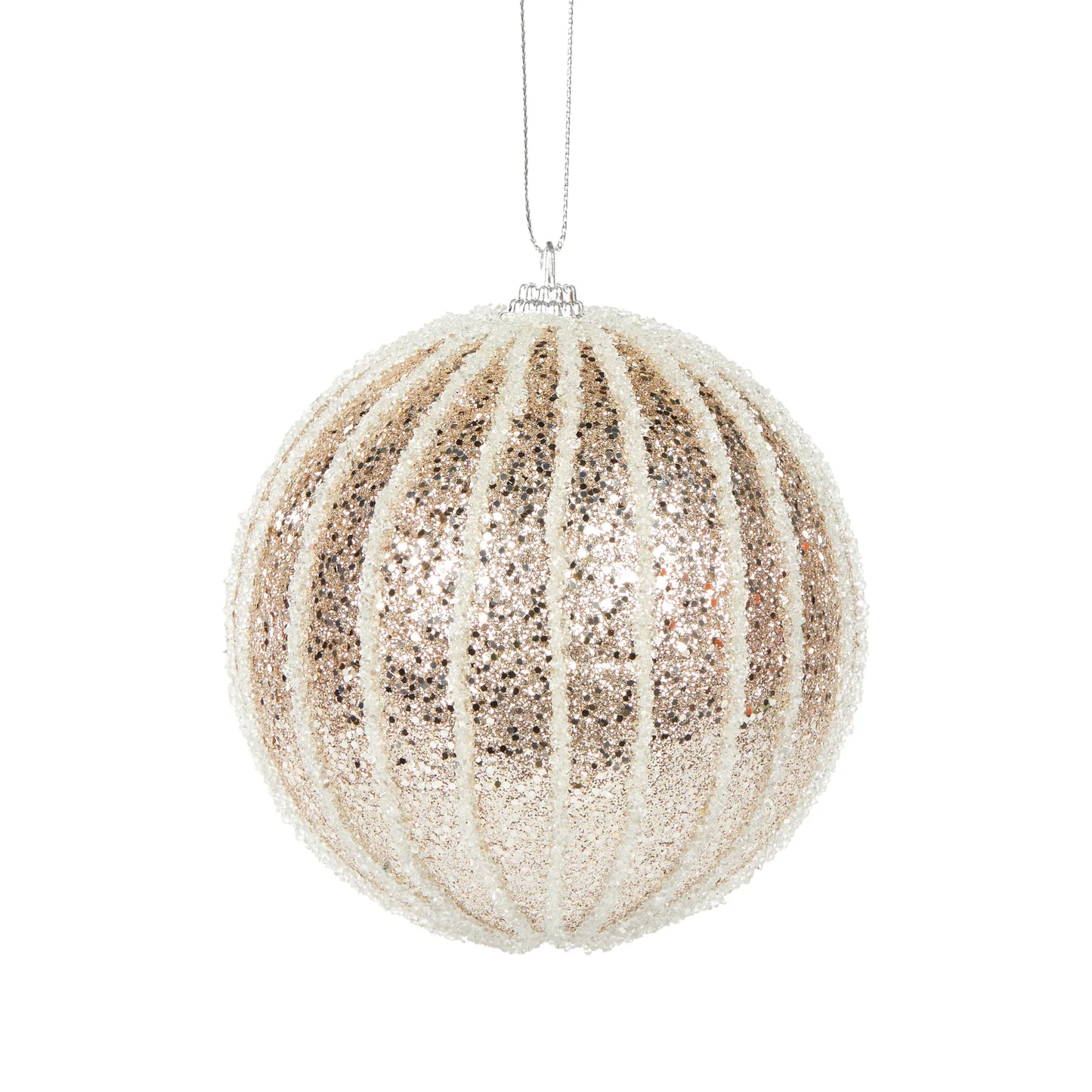 Champagne Ribbed Christmas Bauble