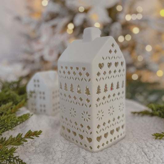 Large White Porcelain Festive House