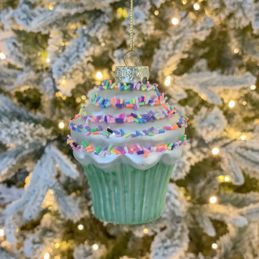 Green Sprinkle Cupcake Ornament