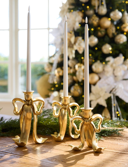 17cm Gilded Bow Candle Holder