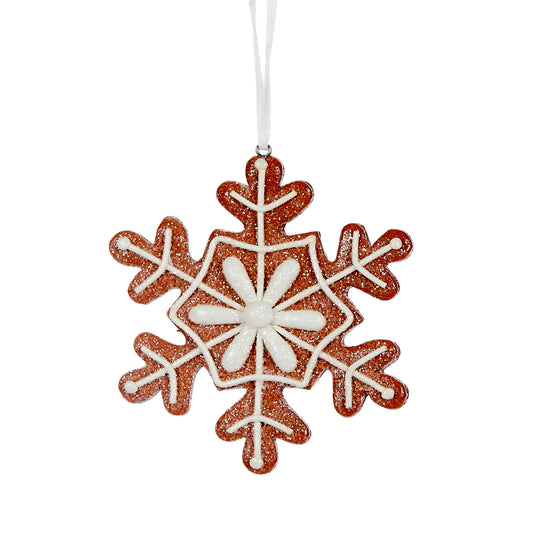 Hanging Flower Snowflake Gingerbread Ornament