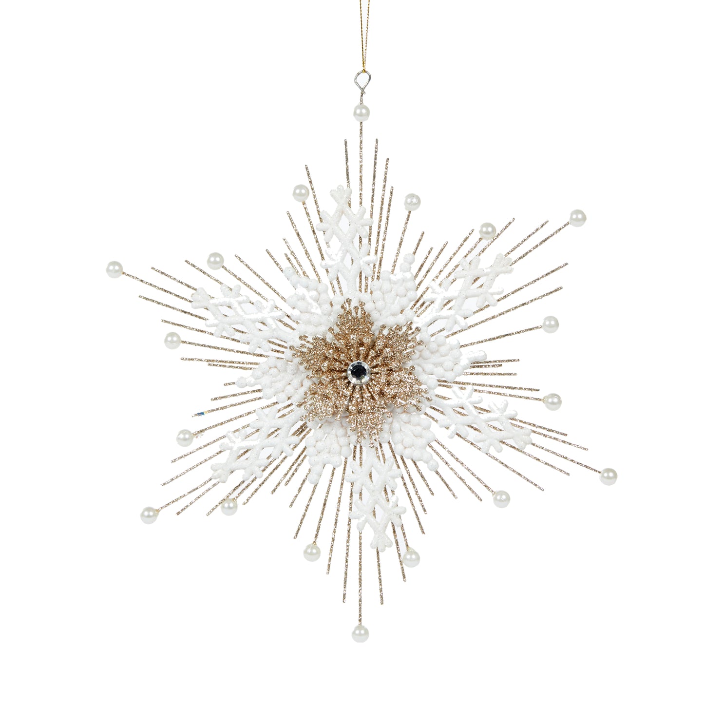 Intricate Snowflake Champagne & White Ornament