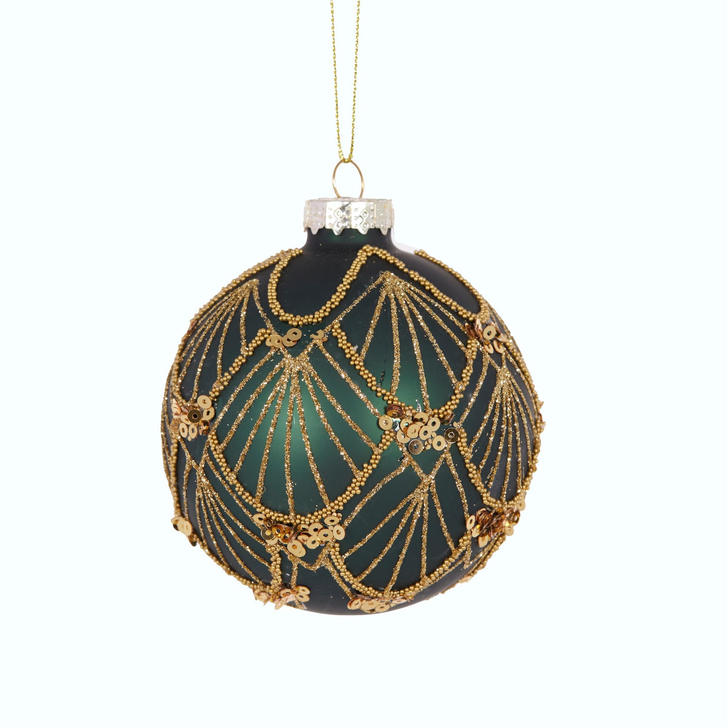 Emerald Art Deco Embellished Christmas Bauble