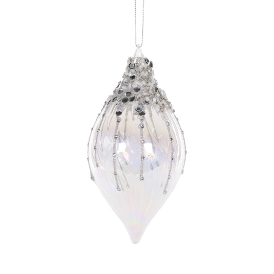 Silver Jewel Drop Christmas Bauble