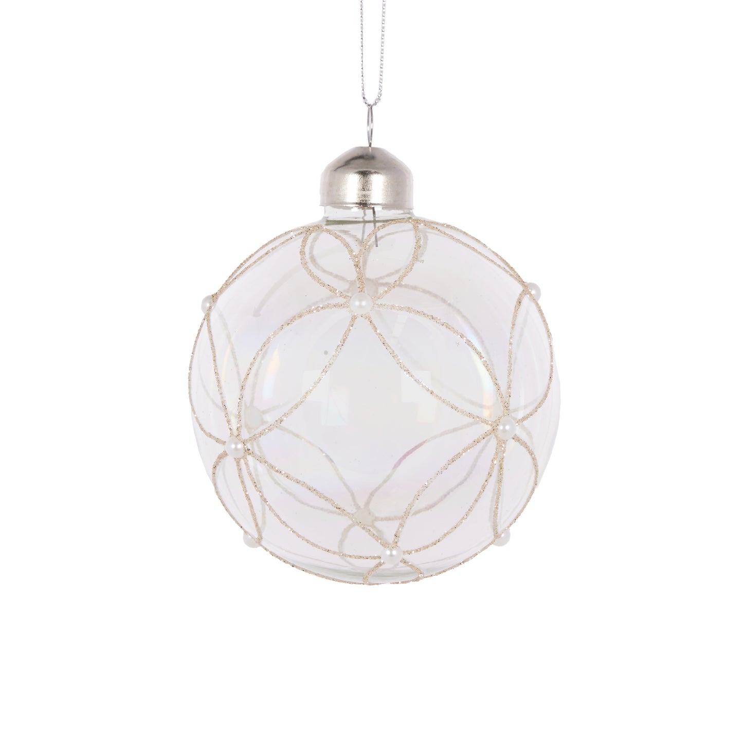 Iridescent Pearl Geometric Christmas Bauble