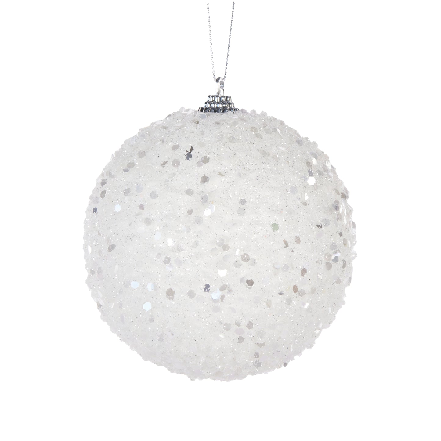 White Glitter Speckle Christmas Bauble