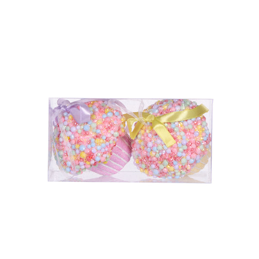 2PK Pastel Sprinkle Cupcake Ornaments