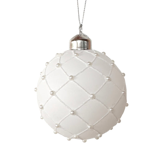 White Quilted Pearl Bauble