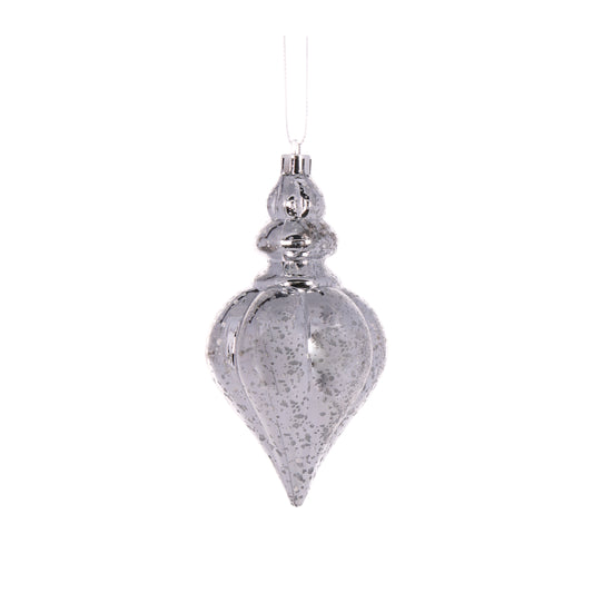 Silver Mercury Heart Finial Ornament