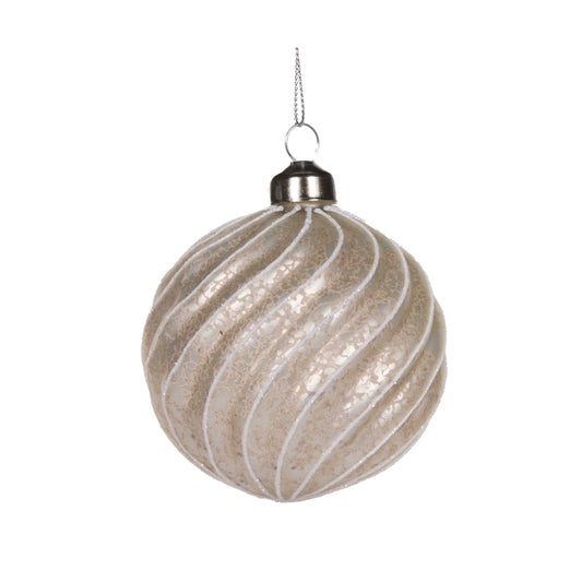 Matte Antique Silver Swirl Bauble