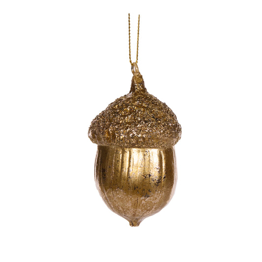 Metallic Gold Acorn Hanging Ornament