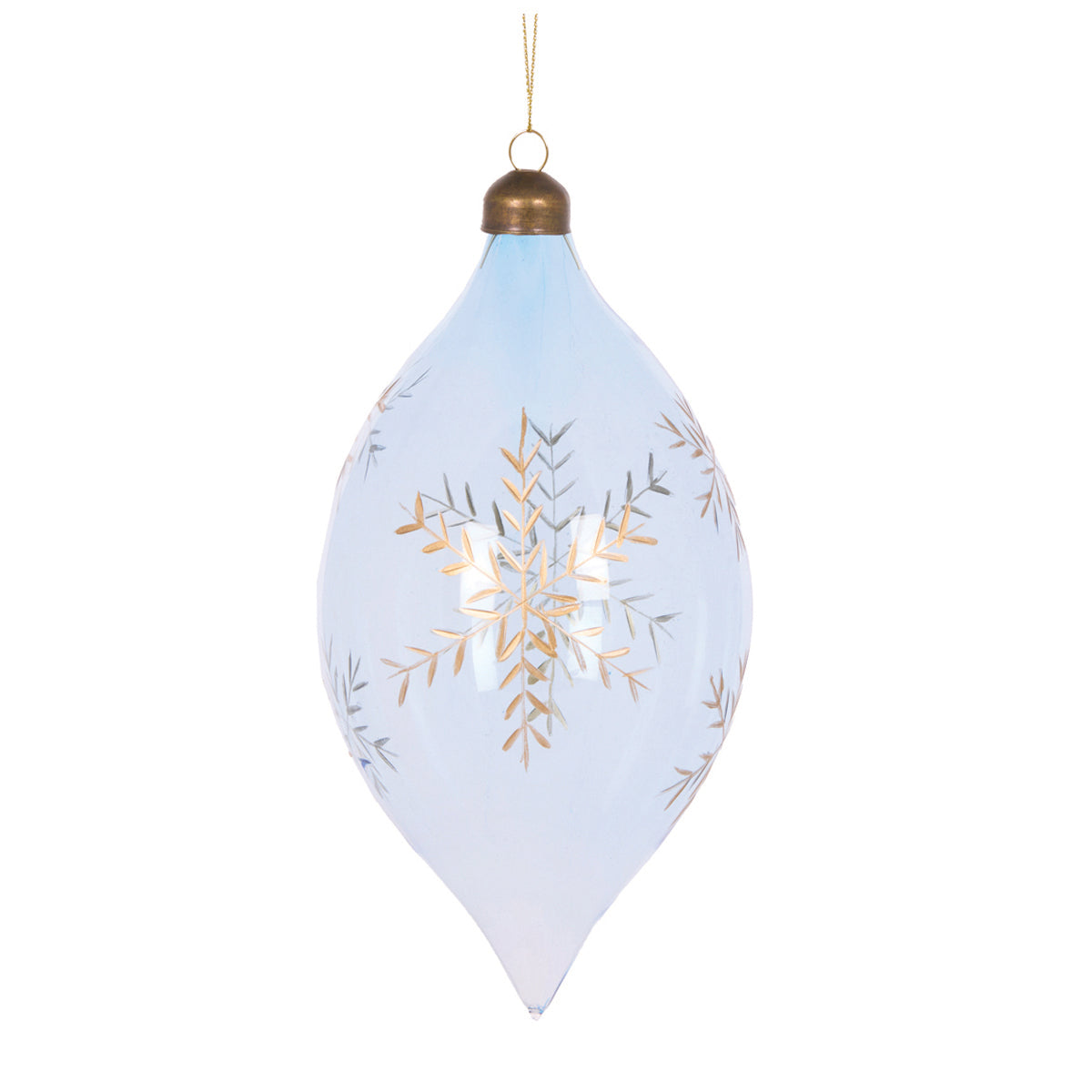 Blue Etched Snowflake Bauble