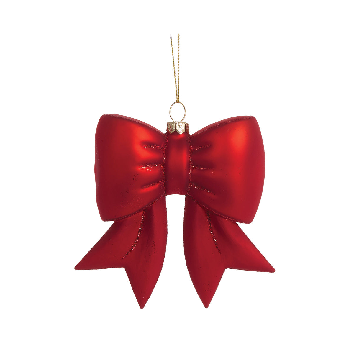 Glass Red Bow Ornament