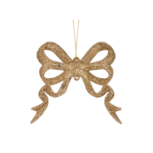 Gold Glitter Bow Ornament