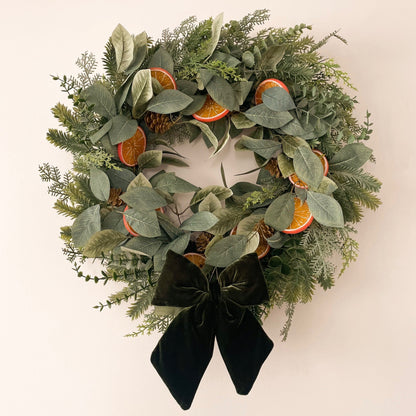 28cm Hanging Dark Green Velvet Bow