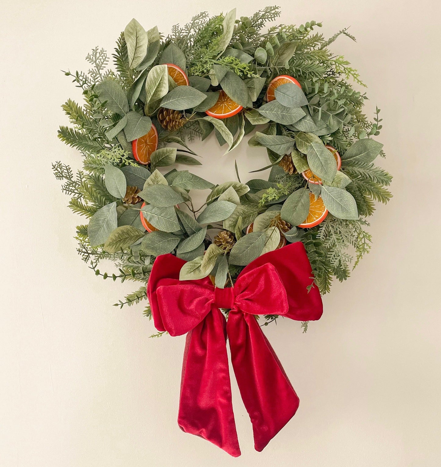 34cm Hanging Velvet Red Bow