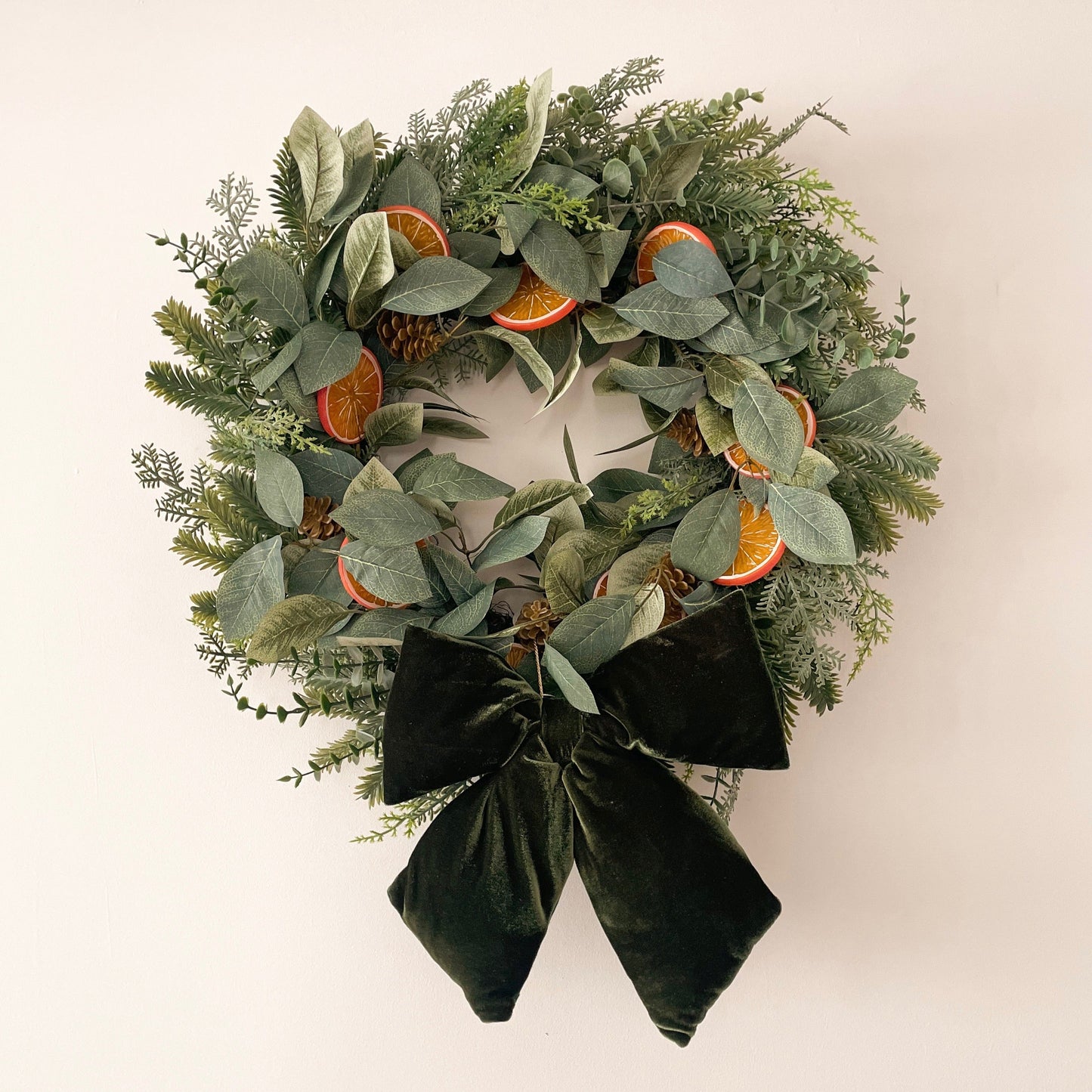 34cm Hanging Dark Green Velvet Bow