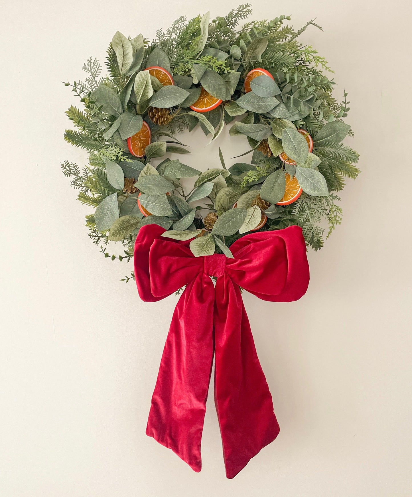 50cm Hanging Velvet Red Bow