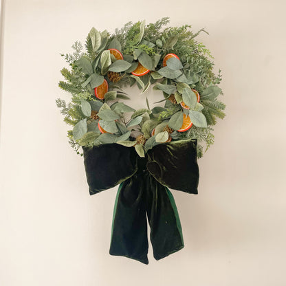 50cm Hanging Dark Green Velvet Bow