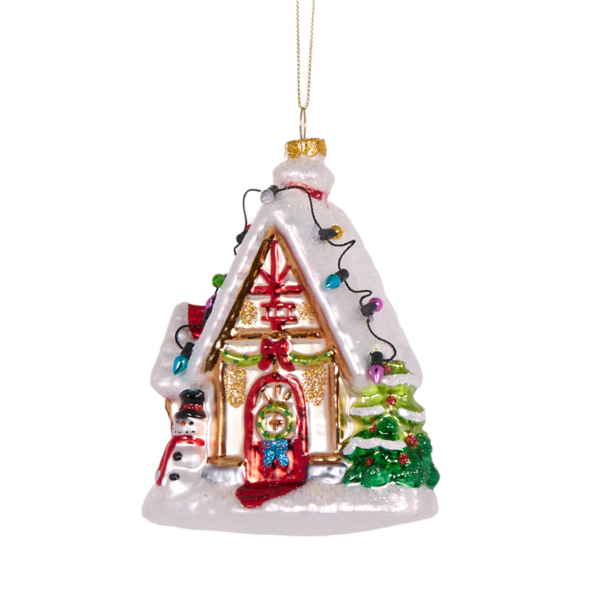Retro Gingerbread House Ornament