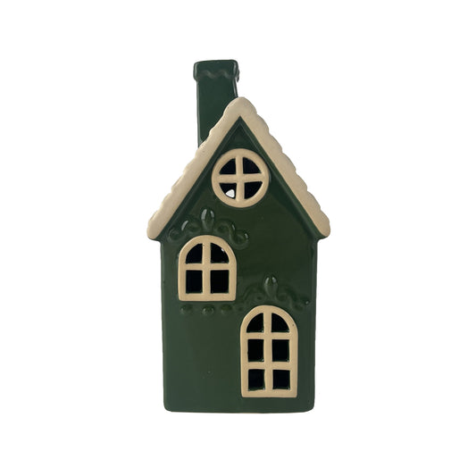 Green Ceramic Christmas House