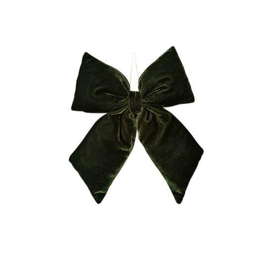 28cm Hanging Dark Green Velvet Bow