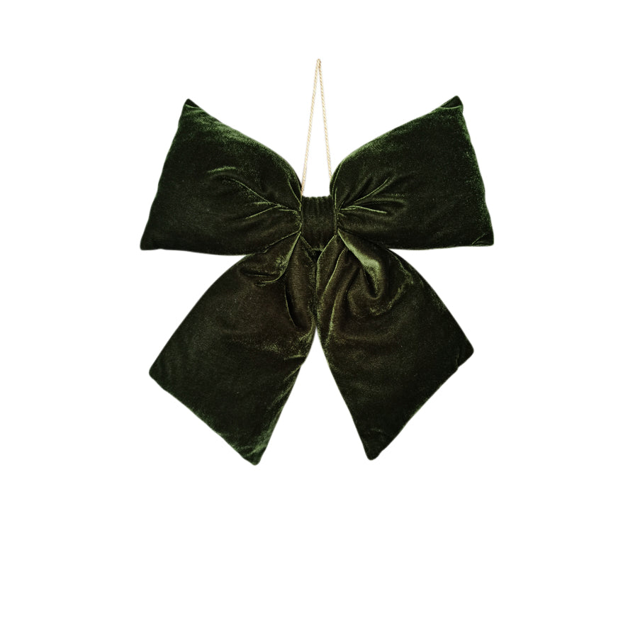 34cm Hanging Dark Green Velvet Bow