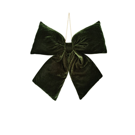 34cm Hanging Dark Green Velvet Bow