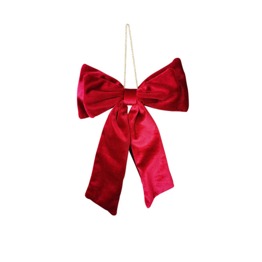 28cm Hanging Red Velvet Bow
