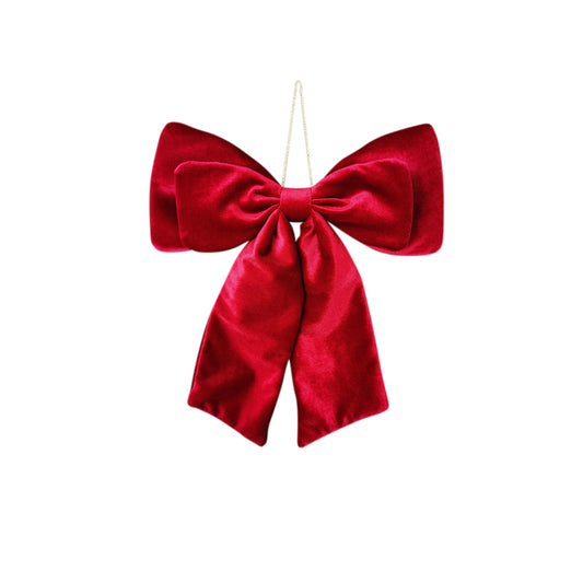 34cm Hanging Velvet Red Bow