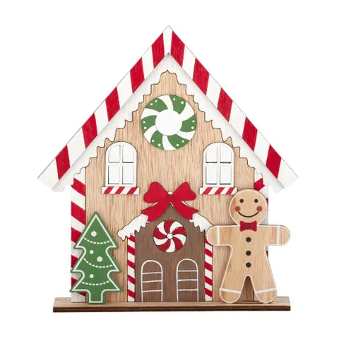 Wooden Gingerbread House Scene