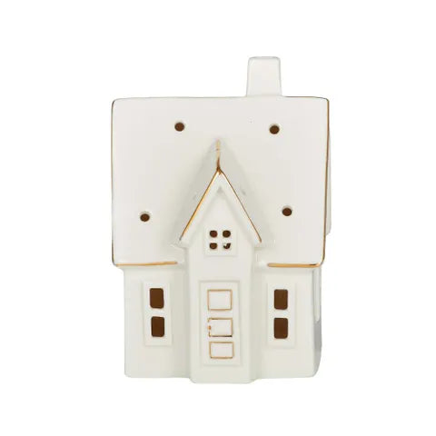 LED White & Gold Ceramic Festive House - Small