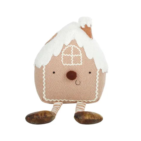 Fabric Weighted Gingerbread House W/ Hanging Legs