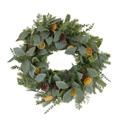 Eucalyptus Wreath w/ Oranges & Pinecones