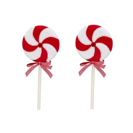 Red & White Fabric Lollipop Pick