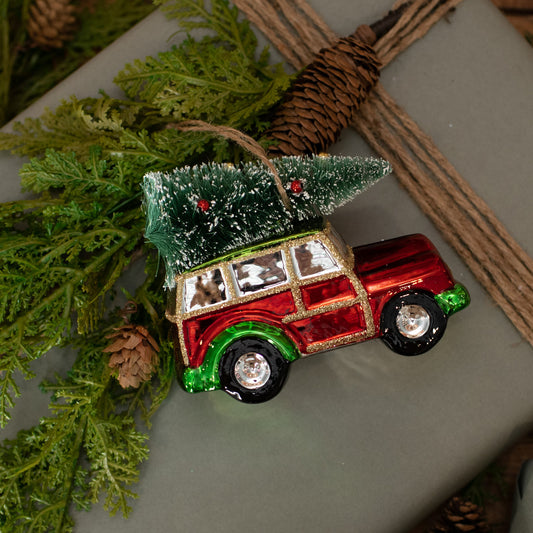 Wagon W/ Christmas Tree Ornament