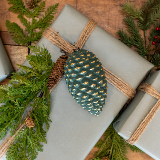 Forest Green Pinecone Christmas Ornament