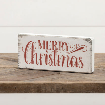 Red Merry Christmas Wooden Sign