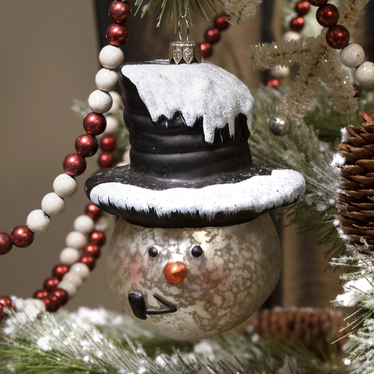 Snowman With Hat Christmas Ornament