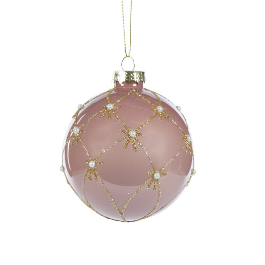 Dusty Pink Quilted Christmas Bauble