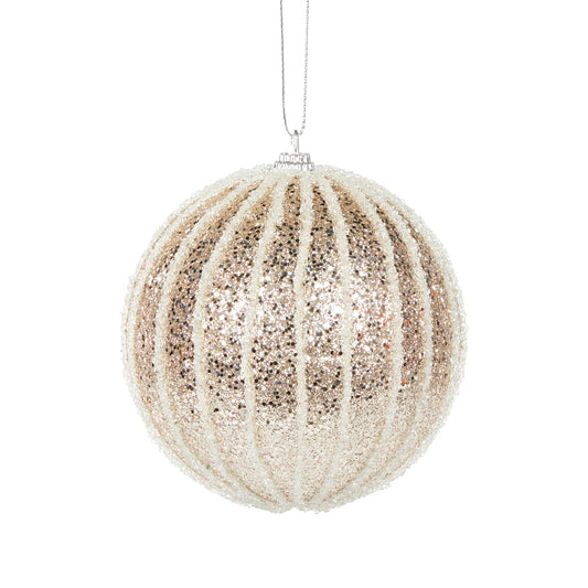 Champagne Ribbed Christmas Bauble