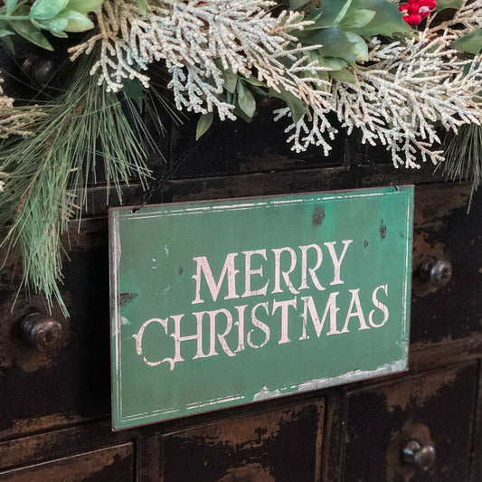 Green Merry Christmas Metal Sign