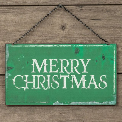 Green Merry Christmas Metal Sign